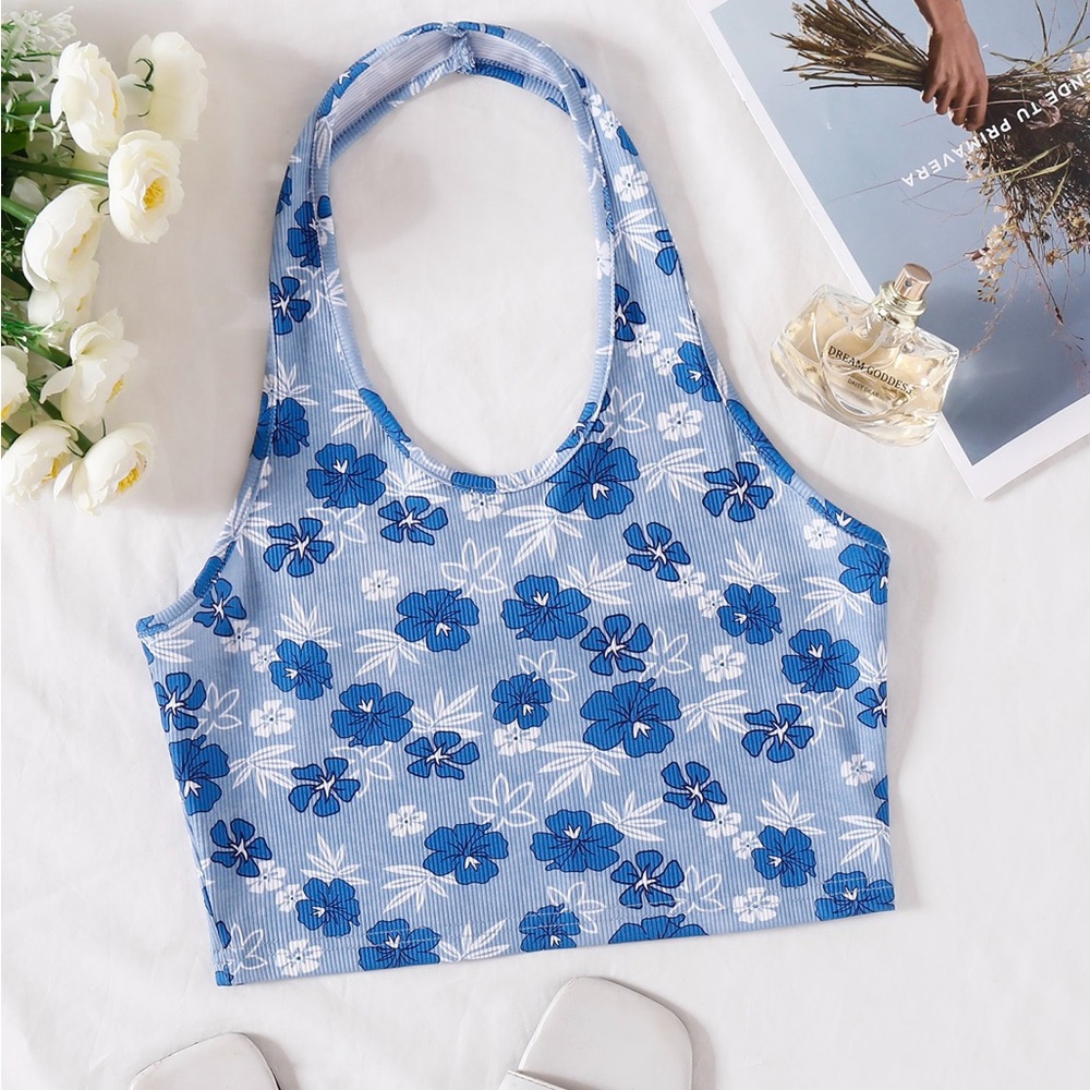 SHEIN Light Blue Halter Top